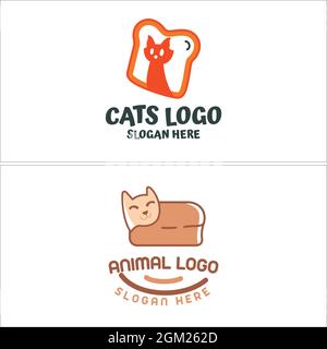 Animal pet shop bread cats logo design Stock Vector