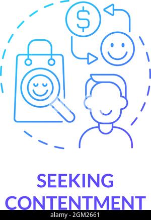 Seeking contentment blue gradient concept icon Stock Vector