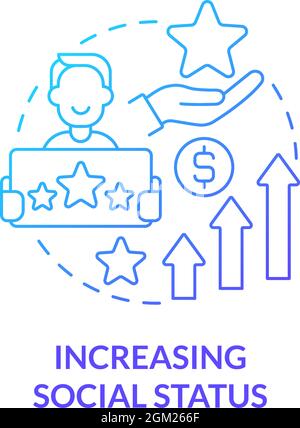 Increasing social status blue gradient concept icon Stock Vector