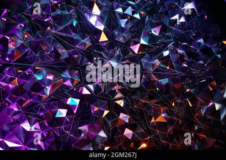 Neon abstract texture background with geometric triangle form shapes Stock Photo