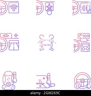 Sports car accessories gradient linear vector icons set Stock Vector