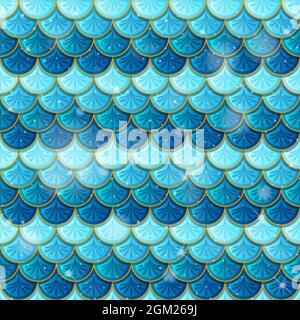 Pearlescent mermaid scales seamless pattern  illustration Stock Vector