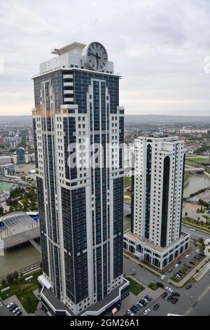 Grozny, Russia - Sept 13, 2021: View on  the skyscrapes in capital city of the Chechen Republic in the Russian Federation Stock Photo