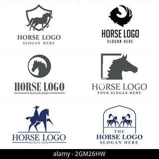 Animal pet horse training horseman logo design  Stock Vector