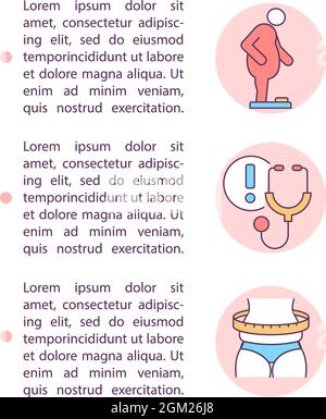 Health problems concept line icons with text Stock Vector