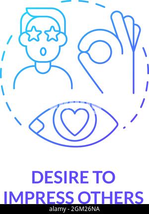 Desire to impress others blue gradient concept icon Stock Vector