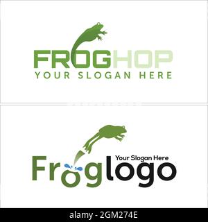 Frog jump logo design vector Stock Vector