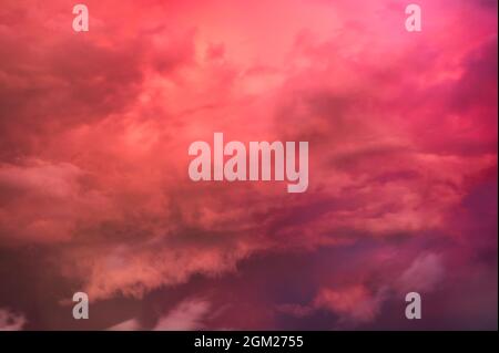 Dramatic sky with cloudy at sunset. Natural background Stock Photo