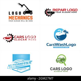 Automotive service mechanics car repair logo design Stock Vector