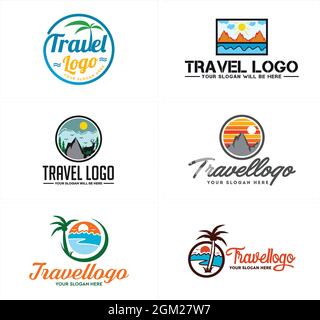 Colorful Travel Badge Logo Design Stock Vector