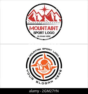 sport adventure mountain compass logo design Stock Vector