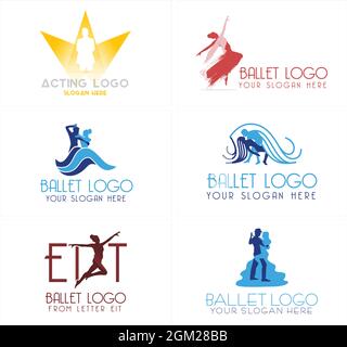 Entertainment ballet arts school logo design Stock Vector