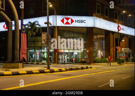 HSBC frontage at night, Jalan Sultan Ismail, Kuala Lumpur Malaysia Stock Photo