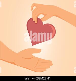 Love Concept of Hand giving heart, Donation poster Template Vector illustration Stock Vector