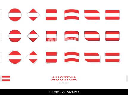 Austria flag set, simple flags of Austria with three different effects. Vector illustration. Stock Vector