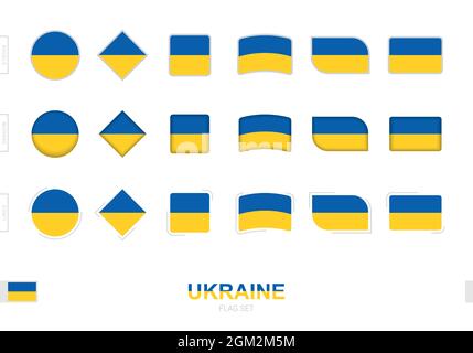 Ukraine flag set, simple flags of Ukraine with three different effects. Vector illustration. Stock Vector