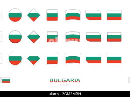 Bulgaria flag set, simple flags of Bulgaria with three different effects. Vector illustration. Stock Vector