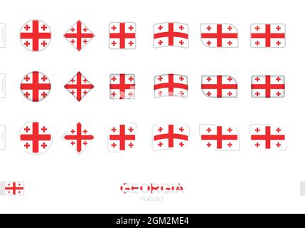 Georgia flag set, simple flags of Georgia with three different effects. Vector illustration. Stock Vector