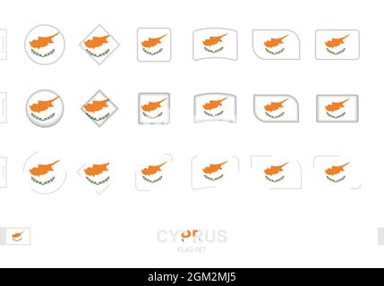 Cyprus flag set, simple flags of Cyprus with three different effects. Vector illustration. Stock Vector