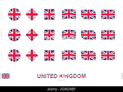 United Kingdom flag set, simple flags of United Kingdom with three different effects. Vector illustration. Stock Vector
