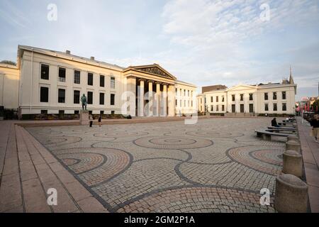 Oslo, Norway. September 2021.  exterior view of the facade of the university building in the city center Stock Photo