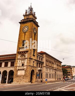 View of the Square Porta Nuova in Bergamo, Italy Stock Photo