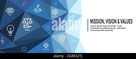 Mission Vision and Values Web Header & Icon Set Stock Vector