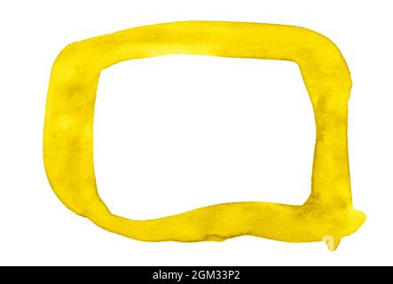 Yellow watercolor frame - abstract rectangular background for design. Stock Photo