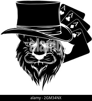 cute cartoon lion wearing top hat with speech bubble sticker Stock ...