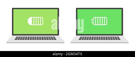 Laptop - Icons Hight and Medium levels batery Stock Vector