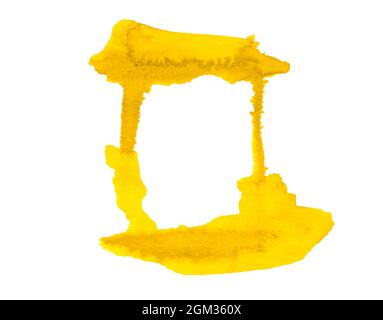 Yellow watercolor unique frame - abstract rectangular background for design. Stock Photo