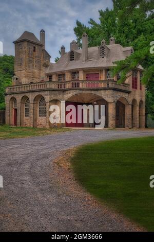 Fonthill Pavillion - Architectural treasure in Doysletown, PA. A Colorful exterior view to the pavillion of the historic Landmark of Fonthill Castle h Stock Photo