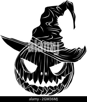 Halloween pumpkin in witch hat vector cartoon illustration Stock Vector