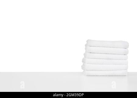Set of soft spa towels isolated on white Stock Photo