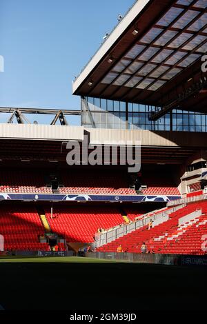 Liverpool, UK. 15th Sep, 2021. Anfield Stadium during Group B - Liverpool FC vs AC Milan, UEFA Champions League football match in Liverpool, England, September 15 2021 Credit: Independent Photo Agency/Alamy Live News Stock Photo