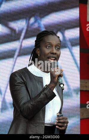 London, UK. 16th Sep, 2021. Florence Dauta Eshalomi (née Nosegbe; born 18 September 1980) is a British Labour and Co-operative politician serving as the Member of Parliament (MP) representing Vauxhall since 2019.. Leaseholders together rally held in Parliament Square outside the Houses of Parliament in support of the victims of the fire in Grenfell Tower. Credit: JOHNNY ARMSTEAD/Alamy Live News Stock Photo