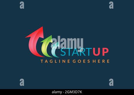 Modern Start Up Typography Logo design inspiration, start Up logo with arrow chart vector graphic design illustration Stock Vector