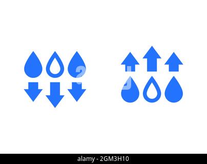 humidity level up or down icons on white Stock Vector