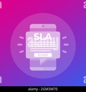 SLA, service level agreement in mobile app, vector Stock Vector