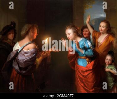 Parable of the Lost Piece of Silver by Godfried Schalcken (1643-1706), oil on canvas, 1675 Stock Photo