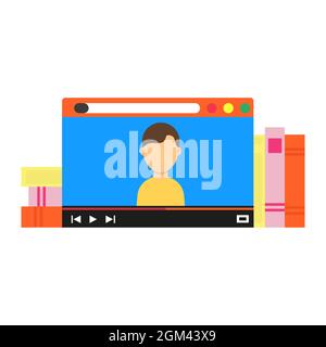 Online education technology vector illustration computer school student icon. Learning online education internet communication training online educati Stock Vector