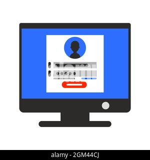 Computer monitor electronic screen icon vector illustration design. PC device equipment office monitor and business computer isolated white. Desktop m Stock Vector