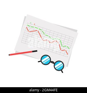 Flat vector design commerce statistical and data analysis for business finance and investment concept with business plan team graph dashboard Stock Vector