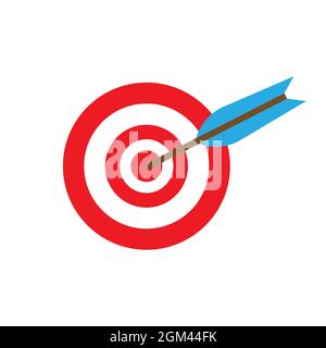 Target icon vector illustration symbol success accuracy. Business target icon center circle arrow goal aim. Achievement target icon aiming perfect str Stock Vector