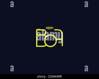 LETTERS BOA WITH CAMERA SIGN LOGO DESIGN Stock Vector