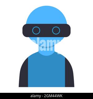 Robot icon vector illustration technology cyborg cartoon. Cute robot icon futuristic machine artificial intelligence. Character robot icon bot fiction Stock Vector
