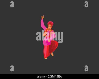 BHANGRA DANCE LOGO DESIGN IN COLORFUL DRESS Stock Vector