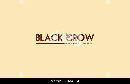BLACK CROW LOGO WITH NEGATIVE SPACE EFFECT FOR ILLUSTRATION USE Stock Vector