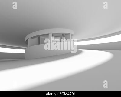 3d rendering, white interior building structure. Computer digital ...