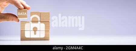 Your Online Privacy And Data Protection. Person Blocks Data Stock Photo